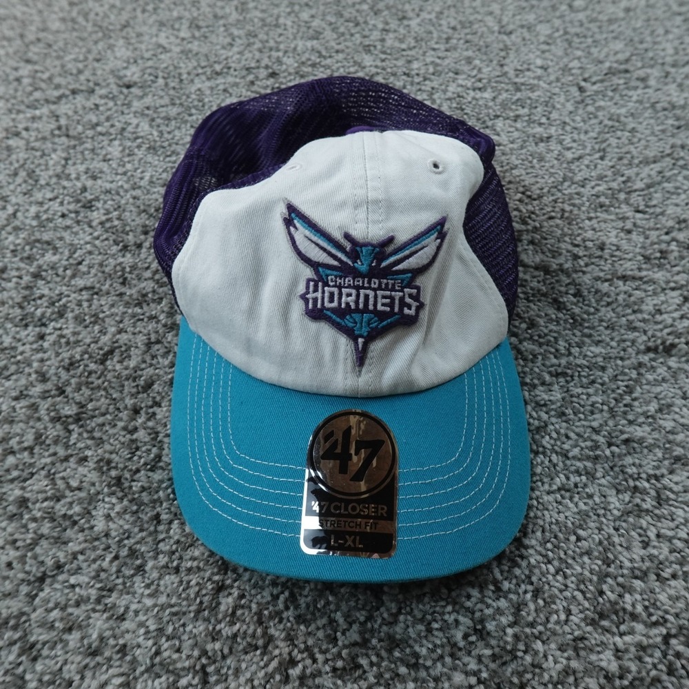 NEW Charlotte Hornets Hat Cap Mens XL Blue Fitted Mesh Trucker NBA Basketball 47